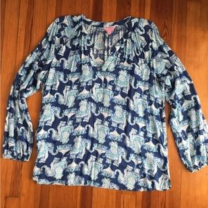 Lilly Pulitzer Joy Ride Martinique Top with Elephant Print